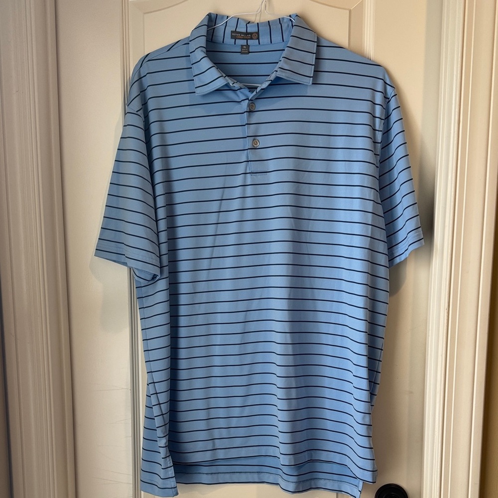 Peter Millar Summer Comfort Men's Blue Striped Polo Shirt